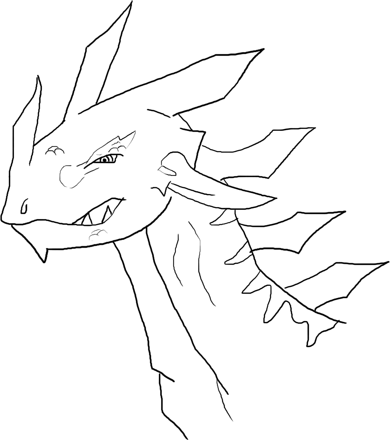 Frostspike Raptor Dragon Lineart